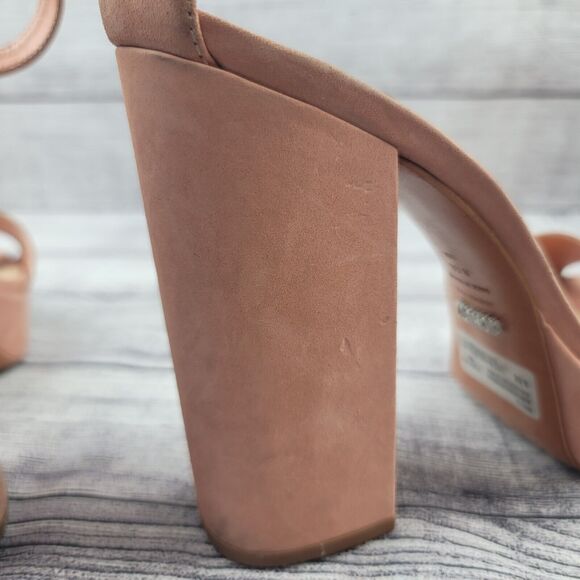 Schutz Women's Platform Block Heels Shoes Blush Suede Ankle Strap 8.5B - Picture 9 of 12